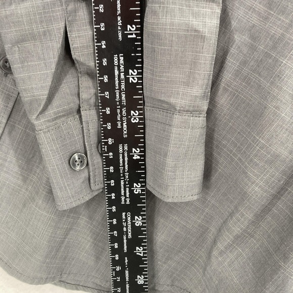 Calvin Klein Shirt Mens Large Gray Long Sleeve Button Front Two Pocket Roll Tab - Picture 9 of 12